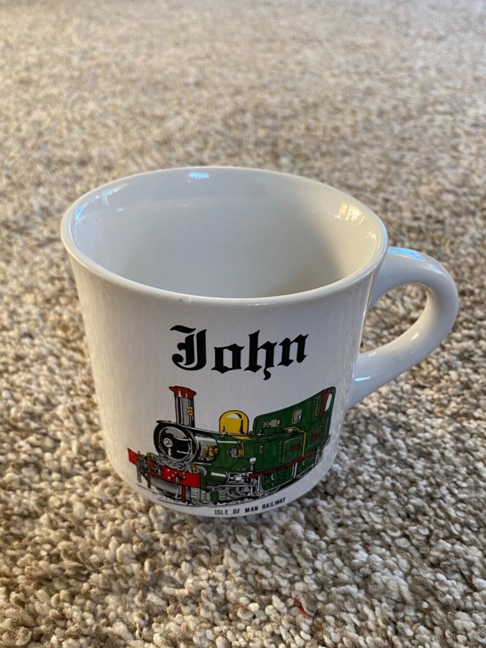 Vintage Coffee Mug "John" Isle of Man Railway PAPEL D:3.5'' & H: 3.4'' Gift